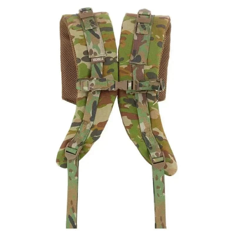 Camouflage ALICE Pack Straps with foam padding and adjustable sternum strap for ultimate comfort and stability.