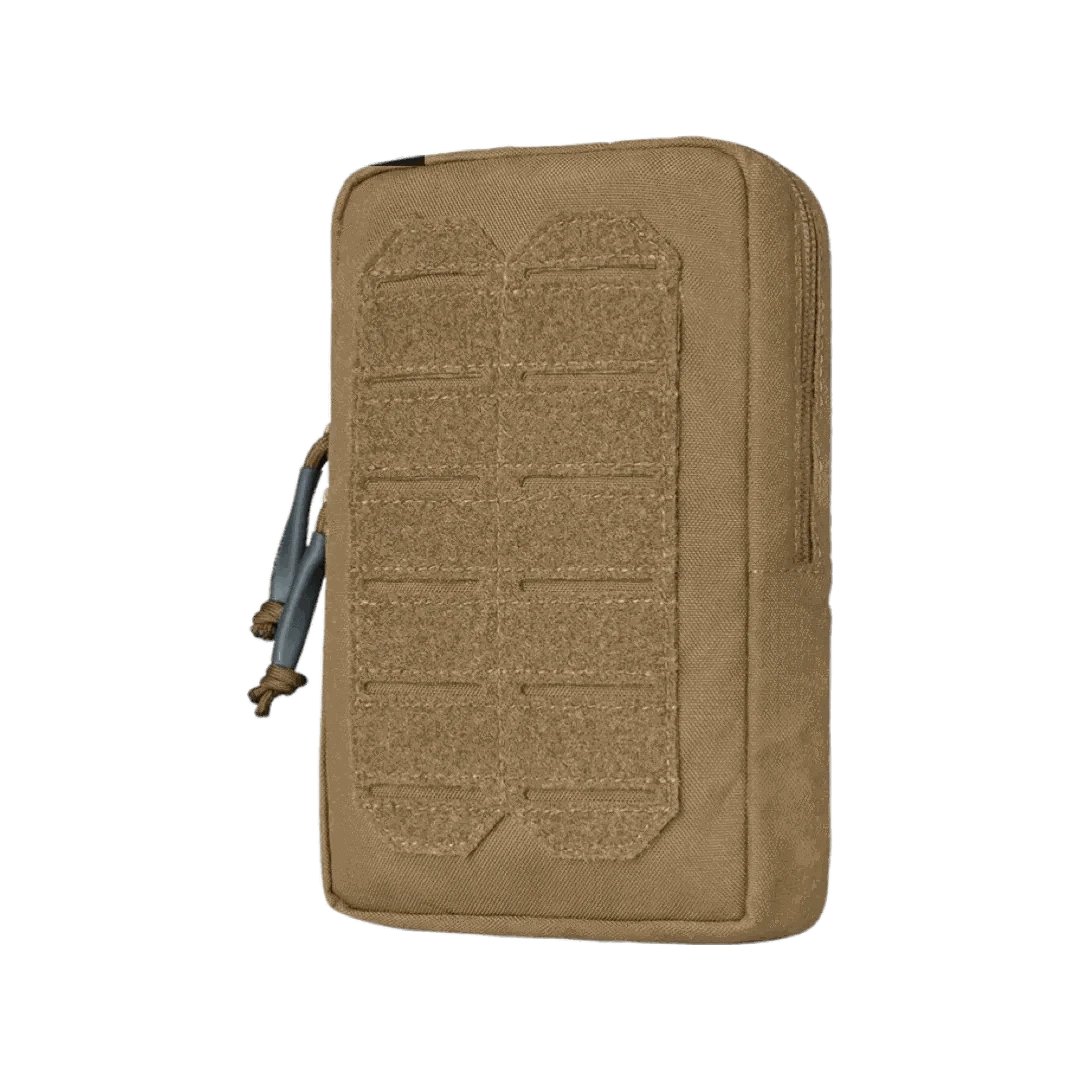 Tactical Utility Pouch in coyote brown, made from durable nylon, for carrying essentials on adventures.