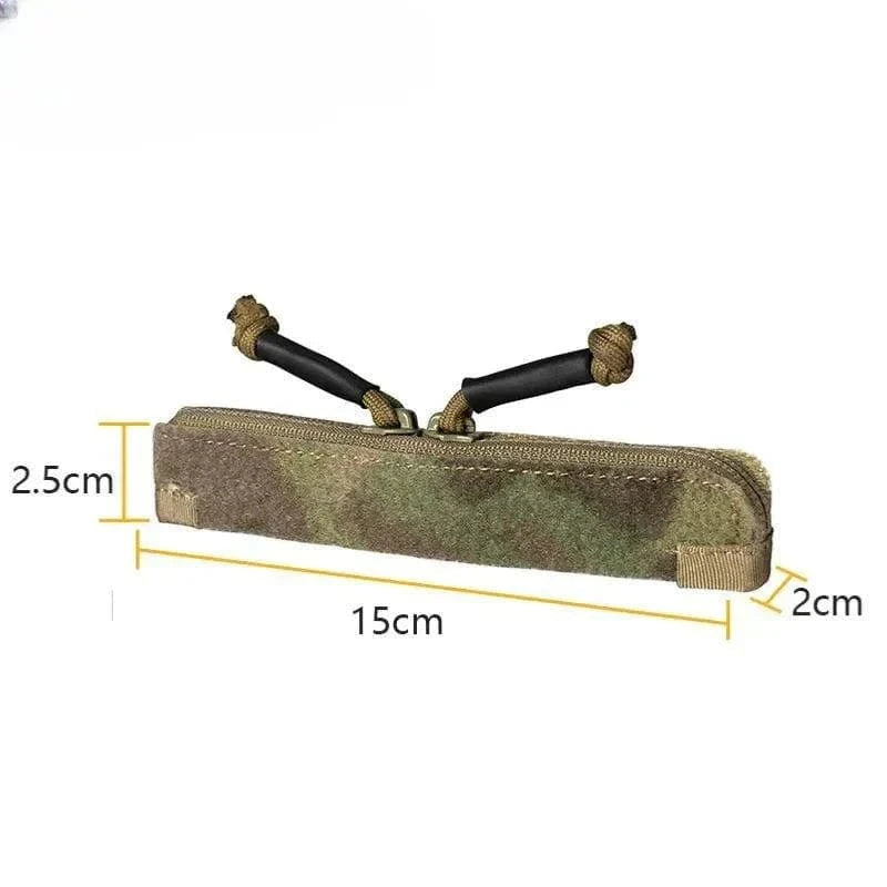 Tactical Double Zipper Storage Pouch, durable 500D nylon, 15x2.5x2cm, easy-access double zipper, compatible with JPC2.0, CPC, AVS vests.
