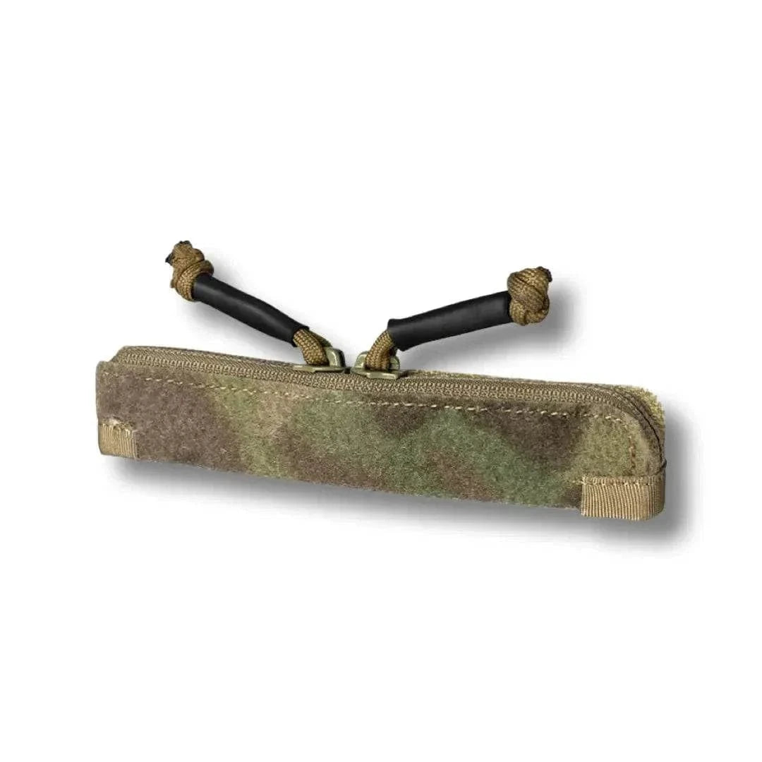 Tactical Double Zipper Storage Pouch in camouflage pattern, durable nylon, ideal for quick access on vests.
