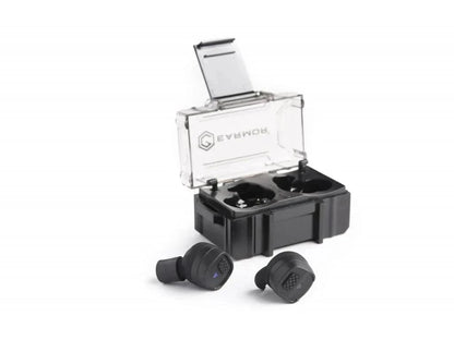 Earmor M20T wireless tactical earbuds with black rechargeable case.