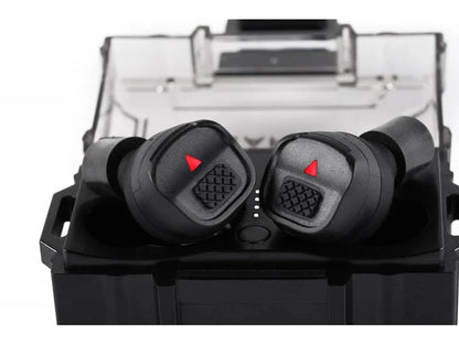 Earmor M20T wireless tactical hearing protection earbuds in charging case.
