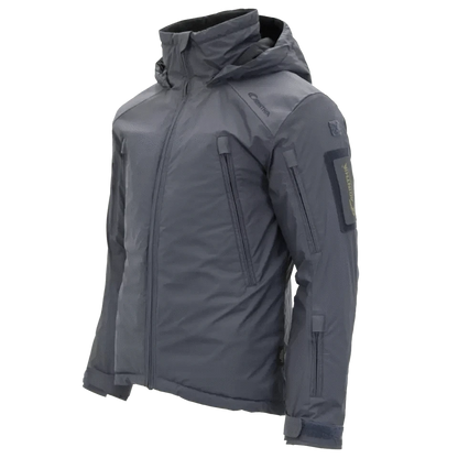 Carinthia MIG 4.0 Jacket in gray with hood, featuring advanced IR Camouflage Windstopper® fabric for ultimate protection and stealth.