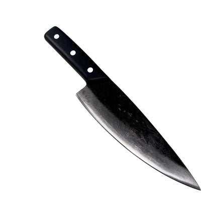 High-carbon steel camping knife from cooking set, featuring ergonomic handle and durable blade.