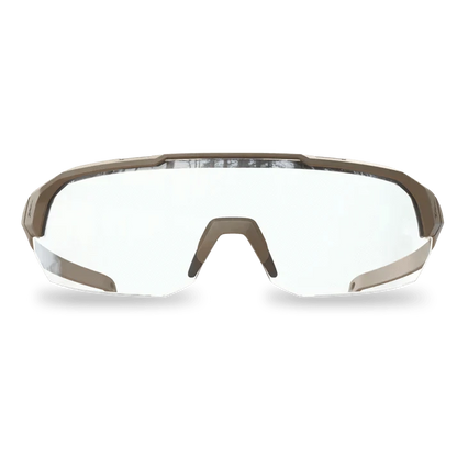 Arc Light tactical eyewear with clear vapor shield lens, shatter-resistant polycarbonate frames, and anti-slip details.
