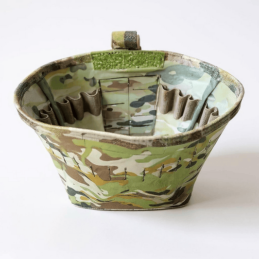 Australian-Made Tactical Dump Pouch with interior magazine slots in camo design.