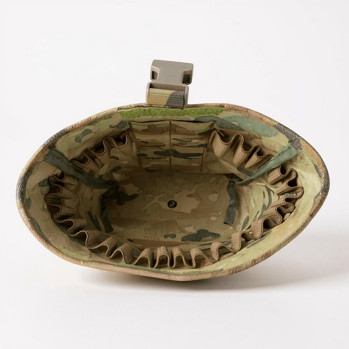 Tactical Dump Pouch interior view showing high-capacity design and camouflage pattern for operators.