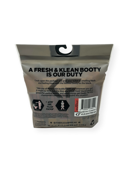 Flushable wipes pack from Klean Freak featuring eco-friendly, gentle skin-care ingredients.