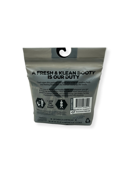 Flushable wipes package with eco-friendly design, featuring gentle, alcohol-free formula and refreshing scents.