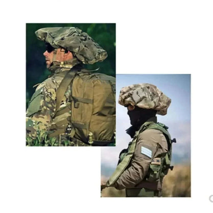 Agilite Mitznefet Helmet Mesh Cover in use for tactical camouflage.