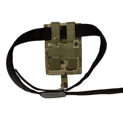 MOLLE-compatible pen pouch in camouflage design with tactical strap.