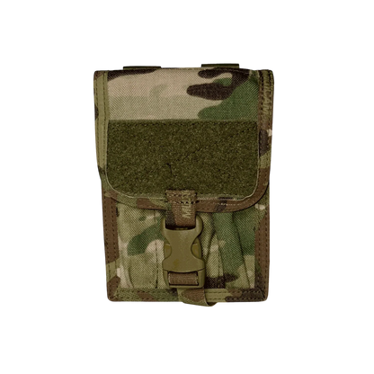 MOLLE compatible tactical pen pouch in camouflage design, waterproof and durable.