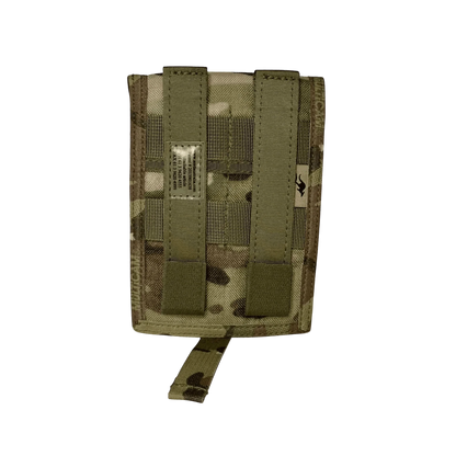 Pen pouch with MOLLE compatibility in camo pattern for tactical use.
