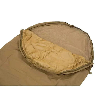 Waterproof Bivi Bag from Valhalla with built-in mozzie net and tough zips, displayed in coyote color.