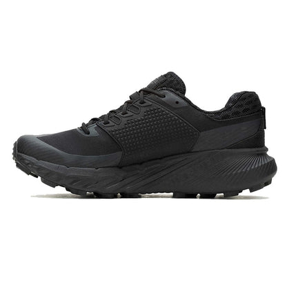 Merrell Tactical Agility Peak 5 GTX black shoe, rugged waterproof design, superior traction.