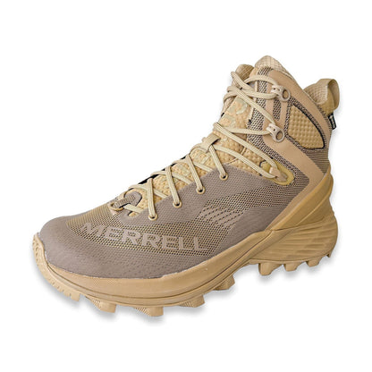 Merrell Tactical Rogue Hiker Mid GORE-TEX boot in Dark Coyote, designed for durability and comfort in tactical environments.
