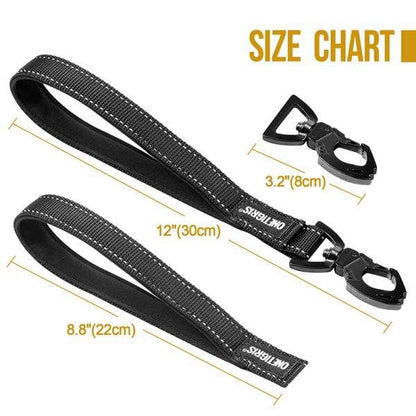 ONETIGRIS BOLT Dog Leash, reflective nylon, heavy-duty clip, training leash, 1ft length, black.