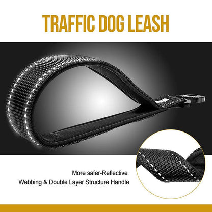 Reflective black ONETIGRIS BOLT Dog Leash with padded handle for training.