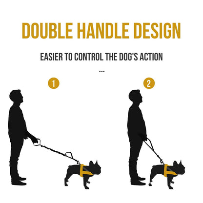 Double handle design for easier dog control with ONETIGRIS tactical bungee leash.