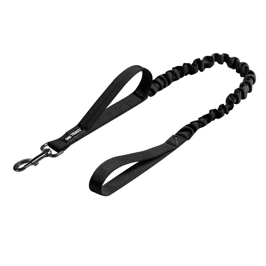 ONETIGRIS Tactical Bungee Dog Leash, 1000D Nylon, black, medium to large dogs, durable and flexible.