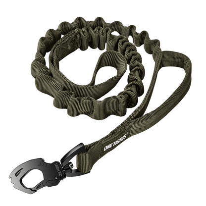 ONETIGRIS Tactical Dog Training Bungee Leash with Tigris Jaw metal clip, durable 1000D nylon, and padded handle for medium to large dogs.