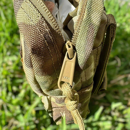 Military-grade MOLLE pouch of Tactical First Aid Kit with YKK zipper and Multicam color.