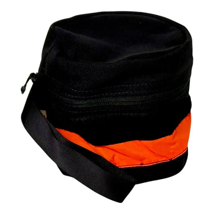 Durable water-resistant toilet roll storage holder with wristband and reflective tape.