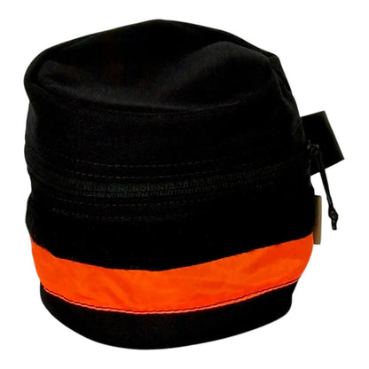 Water-resistant nylon toilet roll storage holder with wristband and reflective tape for outdoor use.