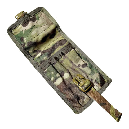 MOLLE compatible pen pouch in camouflage, ideal for military or outdoor use.