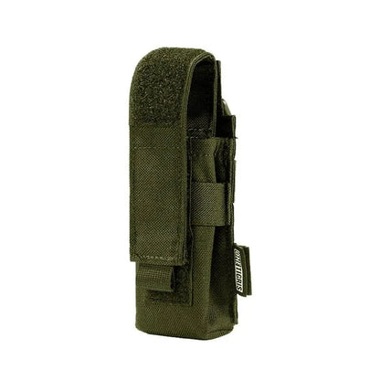 Heavy-duty Cordura nylon flashlight holster pouch with MOLLE system.