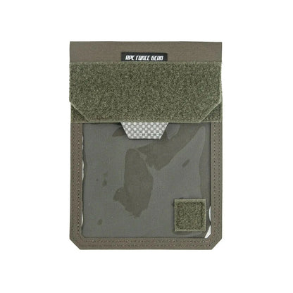 Multicam ID and Document Holder with clear window and secure zip for travel and military use.