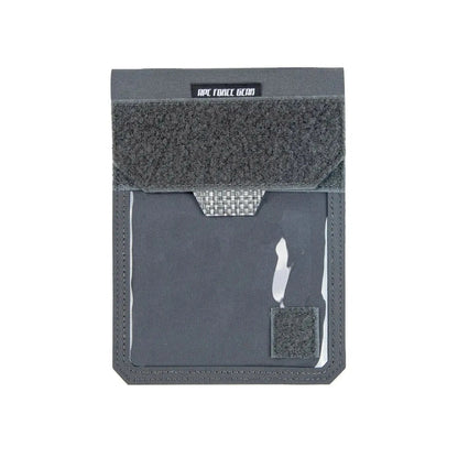 Multicam ID and Document Holder with secure zip and clear window, ideal for travel and military use.