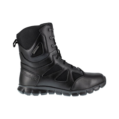 Reebok Sublite Cushion Women's 8" Tactical Waterproof Black Boot with Side Zipper.