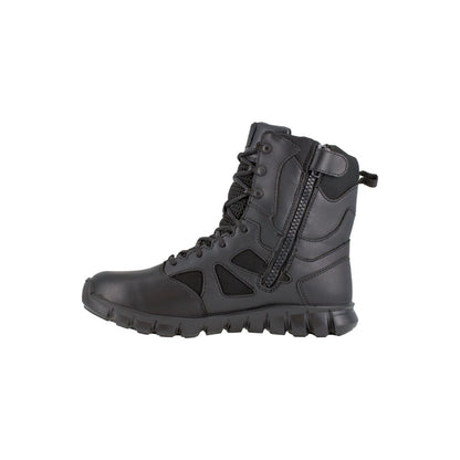 Reebok - Sublite Cushion black tactical waterproof boot with side zipper, lightweight and flexible design.