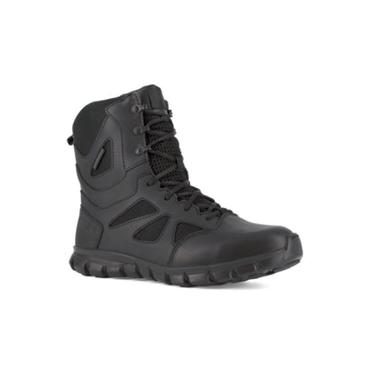 Reebok Sublite Cushion men's tactical waterproof boot with side zipper in black.