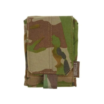 Dump Pouch By Valhalla in camouflage, folded and low profile.