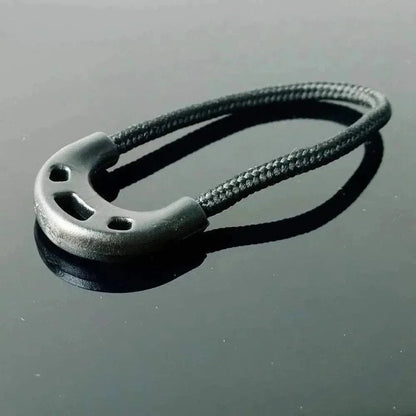 Zipper Toggles, elastic rope with plastic, 65mm length, black, for clothing and backpacks.