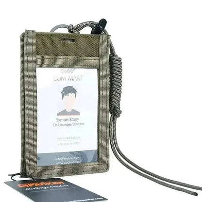 ID Card Holder with transparent front slot and lanyard, made from durable 500D Cordura Nylon for military and emergency services.