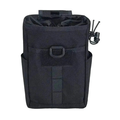 Nylon Folding Dump Drop Pouch, MOLLE compatible, black color, hunting accessory.