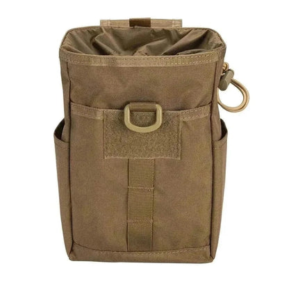 MOLLE compatible folding dump drop pouch in durable nylon, suitable for hunting.