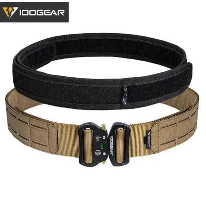 Tactical Belt with MOLLE system, nylon material, metal buckle, in various colors.