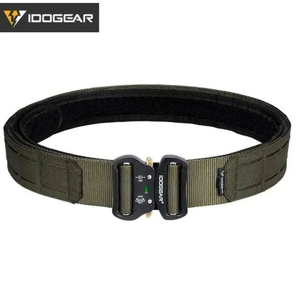 Tactical Belt with MOLLE system, nylon material, metal buckle, available in Multicam, Black, Coyote Brown, Ranger Green.