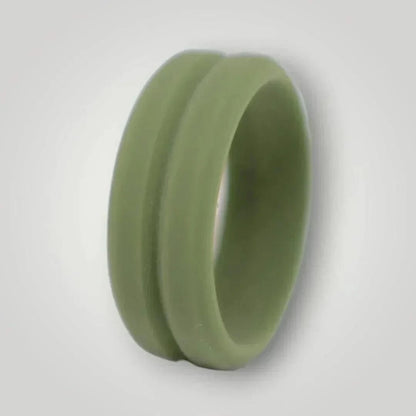 Rugged ridged silicone ring in Ranger Green with beveled edges.