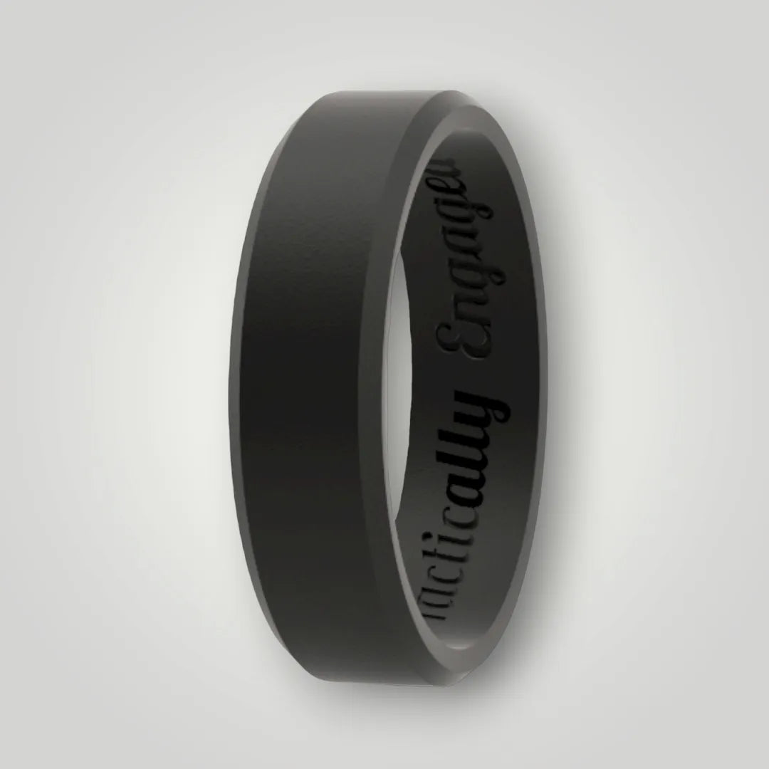 JustGoodKit, Wide Bevelled Black Silicone Ring – "Tactically Engaged"