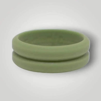 Ridged silicone ring in ranger green with centered trench and beveled edges, ideal for active lifestyles.