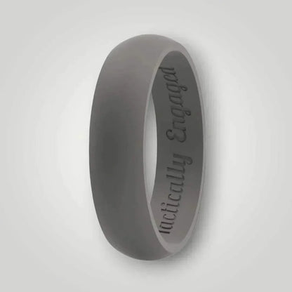 Classic Silicone Ring "Tactically Engaged" in premium grey medical-grade silicone with engraved interior.