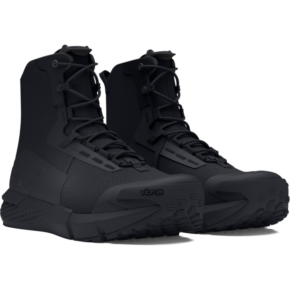 Men's UA Charged Valsetz Tactical Boots with Charged Cushioning and Vibram XS Trek outsole.