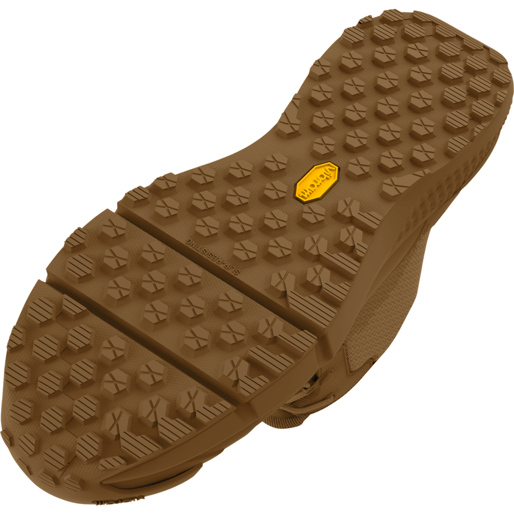 Men's UA Charged Valsetz Tactical Boots with Vibram XS Trek outsole for durability and traction.