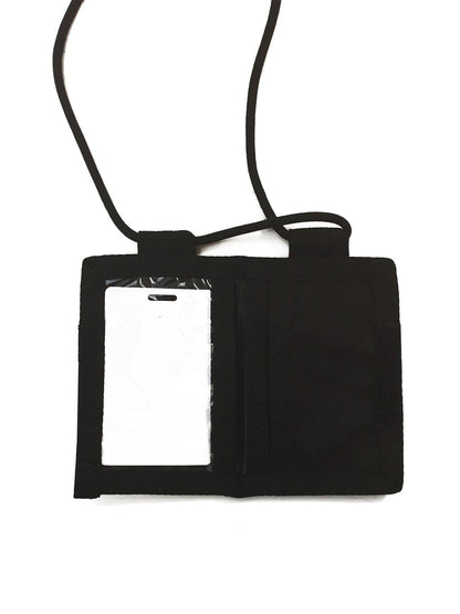 TacSource ID Holder with clear window, zippered pocket, and lanyard, made from durable 600D polyester.