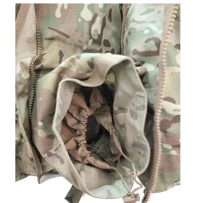 Close-up of an ALICE Pack by Valhalla with open pouch, featuring durable 1000D Cordura and Australian MultiCam material.